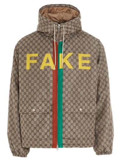 Shop Gucci Fake Not Down Jacket In Multicolor