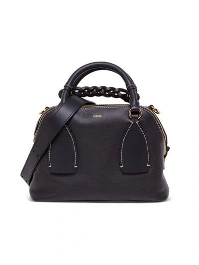 Shop Chloé Daria Medium Leather Handbag In Blu