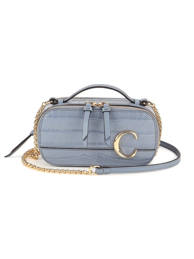 Shop Chloé Mini Chloe C Vanity Bag In Ash Blue