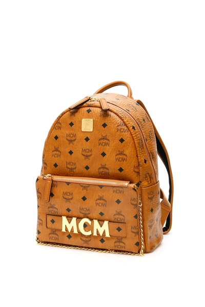 Shop Mcm Trilogie Stark Visetos Backpack In Cognac (brown)