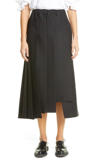 Shop Comme Des Garçons Asymmetrical Pleated Skirt In Black