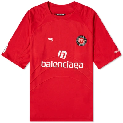 Balenciaga Oversized Soccer Jersey Top in Red