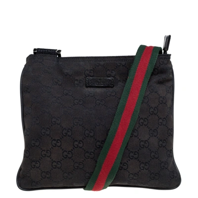 Pre-owned Gucci Black Gg Canvas Small Vintage Web Messenger Bag