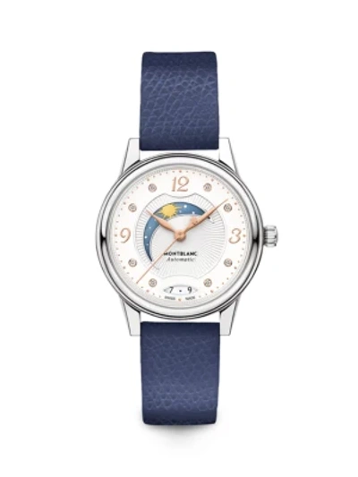 Shop Montblanc Women's Bohème Stainless Steel, Diamond & Leather Strap Day-night Watch