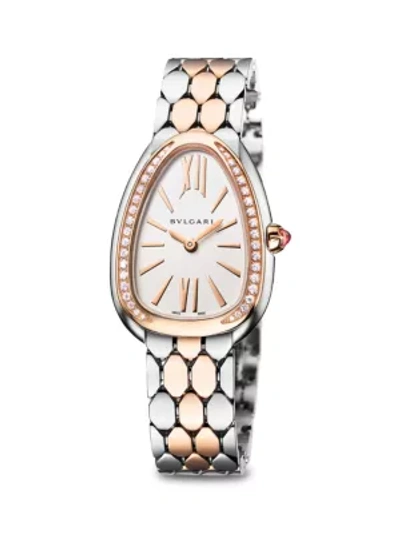 Shop Bvlgari Women's Serpenti Seduttori Rose Gold, Stainless Steel & Diamond Bracelet Watch