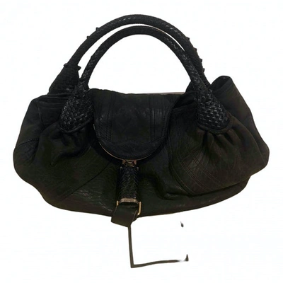 Pre-owned Fendi Spy Black Leather Handbag