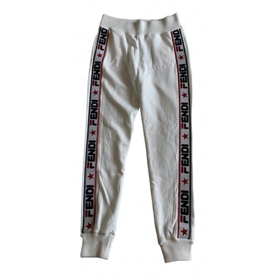 Pre-owned Fendi Trousers In White