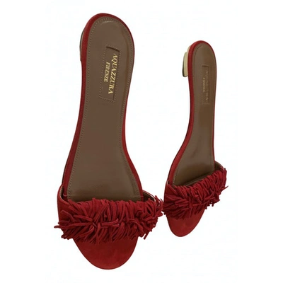 Pre-owned Aquazzura Wild Thing Mules In Red