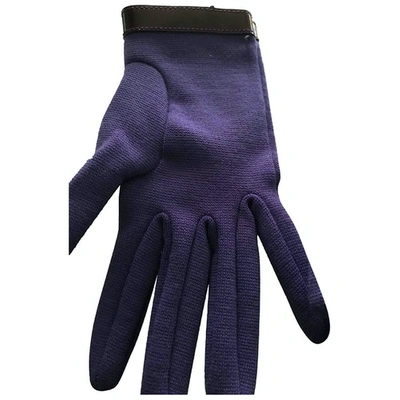 Pre-owned Miu Miu Wool Gloves In Purple