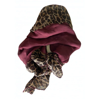 Pre-owned Dolce & Gabbana Burgundy Silk Scarf