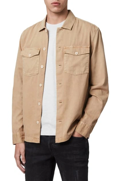 Shop Allsaints Spotter Button-up Shirt Jacket In Uniform Brown
