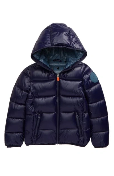 Shop Save The Duck Shiny Puffer Jacket In 1504 Evening Blue