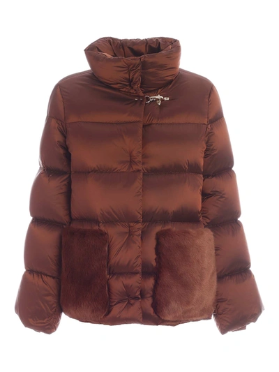 Shop Fay Down Jacket With Brown Synthetic Fur Inserts