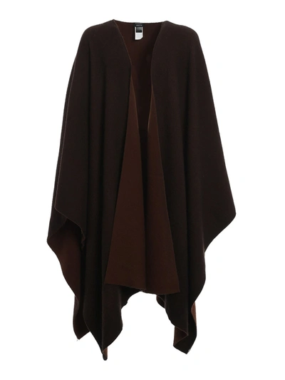 Shop Avant Toi Merino Wool-cashmere Blend Poncho In Brown