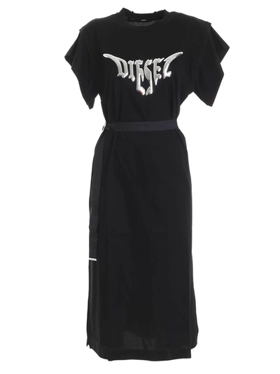 Shop Diesel Branded D-flix Dress In Black