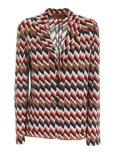 Shop Missoni Zig Zag Pattern Knitted Multicolor Jacket