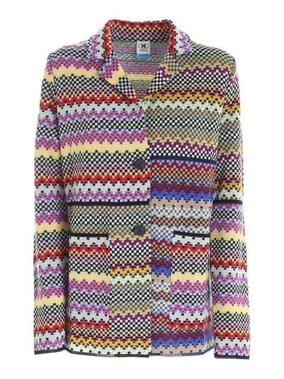 Shop M Missoni Single-breasted Multicolor Knitted Jacket