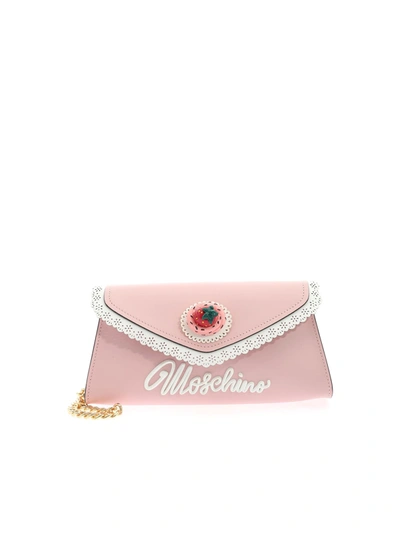 Shop Moschino Frosting Effect Clutch Bag In Pink