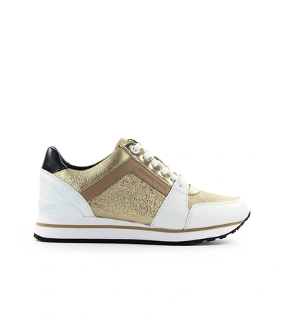 Shop Michael Kors Billie Gold Sneaker In Pale Gold