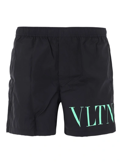 Shop Valentino Vltn Nylon Swim Shorts In Black