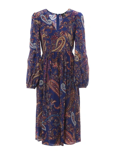 Shop Etro Paisley Printed Silk Dress In Blue