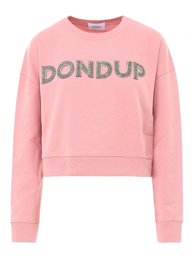 Shop Dondup Embellished Logo Sweatshirt In Pink