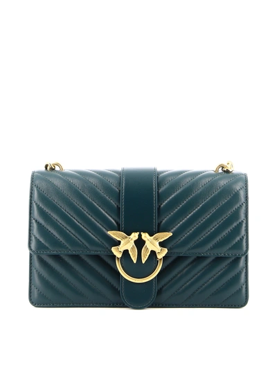 Shop Pinko Love Classic Icon V Quilt Bag In Green