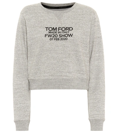 Shop Tom Ford Logo Cotton Jersey Sweatshirt In Grey