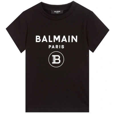 Shop Balmain Logo T-shirt In Black