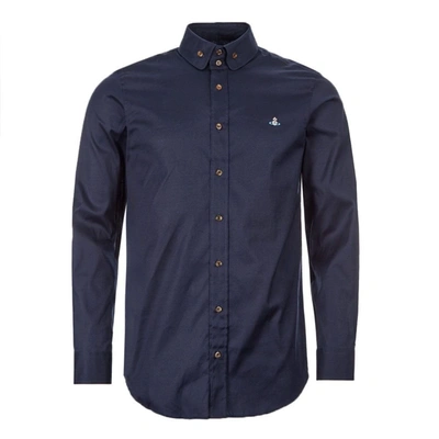 Shop Vivienne Westwood Double Button Orb Logo Shirt In Navy