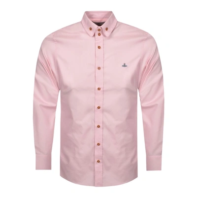Shop Vivienne Westwood Double Button Orb Logo Shirt In Pink