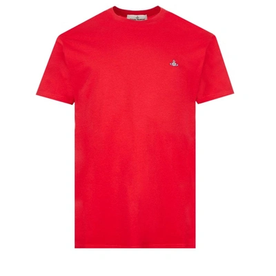 Shop Vivienne Westwood Classic Embroidered Logo T-shirt In Red
