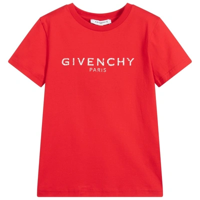 Shop Givenchy Kids Logo Print T-shirt Black In Red