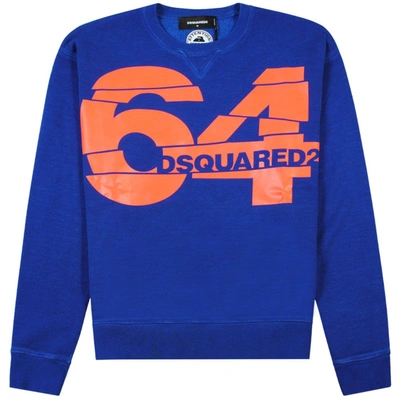 Shop Dsquared2 64 Graphic Print Sweatshirt In Blue