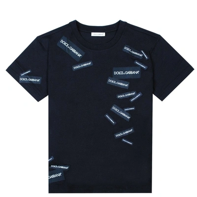 Shop Dolce & Gabbana Dolce &amp; Gabbana Kids Labelled T-shirt In Black