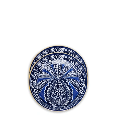 La Doublej Dessert Plates Set Of 2 In Big Pineapple Blu