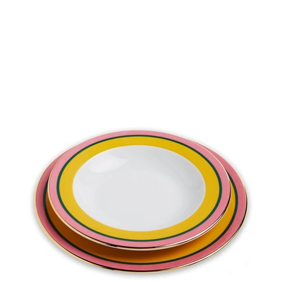 La Doublej Soup And Dinner Plates Set In Rainbow Giallo