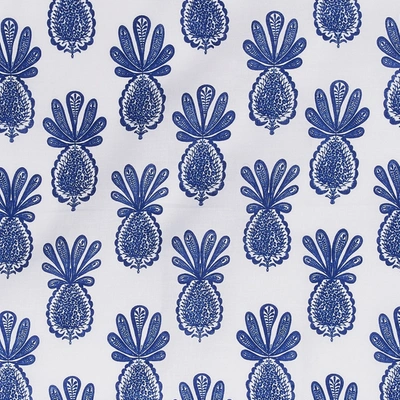 La Doublej Set Of Two Pineapple-print Linen Placemats In Pineapple Blu