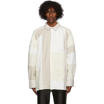 Shop Ambush White Boucle Patchwork Oversized Jacket In White/multi
