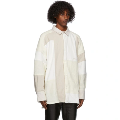 Shop Ambush White Boucle Patchwork Oversized Jacket In White/multi