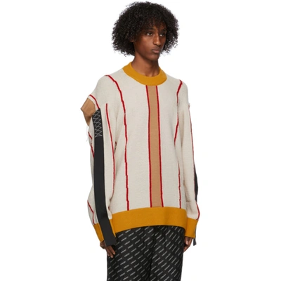 Ambush Pullover In Beige With Multicolor Intarsia In Beige/multi