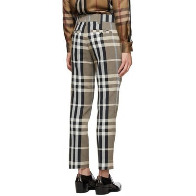 Shop Burberry Beige And Black Check Trousers In Dusty Sand
