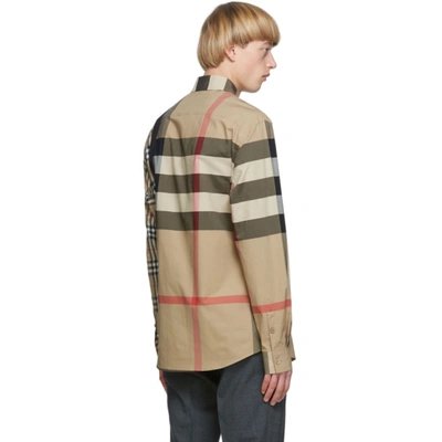 Shop Burberry Beige Patchwork Talby Shirt In Archv Bg Ck