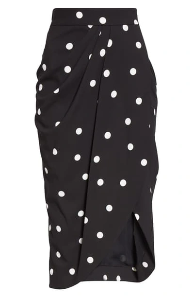 Shop Dolce & Gabbana Dot Drape Tulip Skirt In Hnm7w Pois Bco Fdo Nero