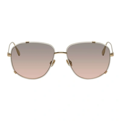Shop Dior Silver Monsieur 3 Sunglasses In 024s Gld/wh