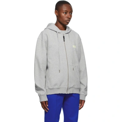 Shop Ader Error Grey Masking Zip-up Hoodie In Gray