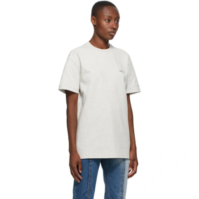 Shop Ader Error Grey Print At Front T-shirt In Oatmeal