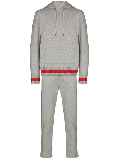 Shop Kiton Stripe-trim Jersey Tracksuit In Grey