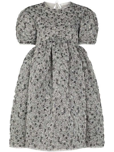 Shop Cecilie Bahnsen Bouclé-style Flared Dress In Silver