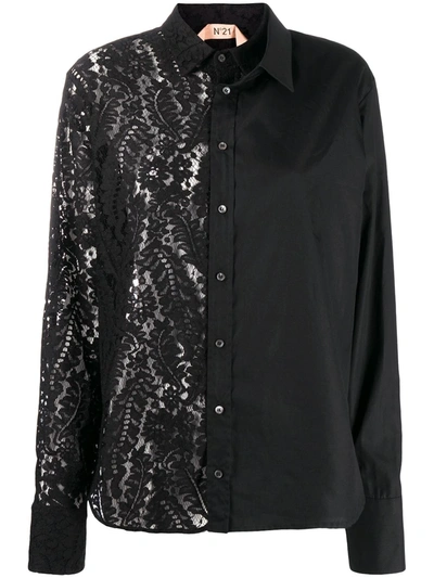 Shop N°21 Layered Lace Shirt In Black